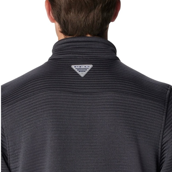 New Columbia PFG Mens Bonefish Quarter Zip Ribbed Pullover Gray Size Small NWT - Picture 4 of 5